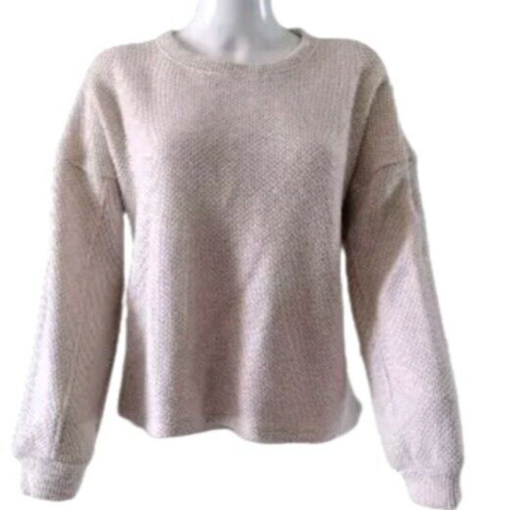 Banana Republic Sweater Women's XL Beige Knit Cropped Pullover‎ Long Sleeve Boho